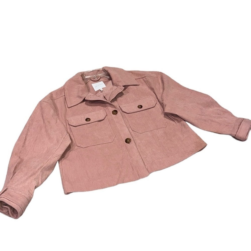 Avec Les Filles Rose Pink Corduroy Cropped Shacket Jacket Size Medium - Picture 6 of 15